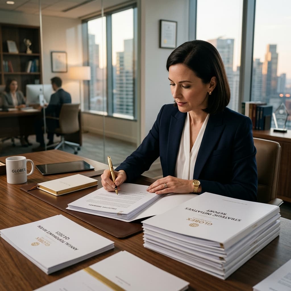 Professional preparing polished deliverable reports
